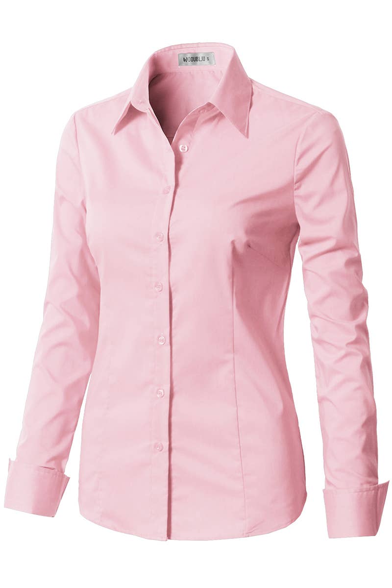 NINEXIS - Vente Chemise à col boutonné – femme - CWTDSL028_Chemises à col boutonné à manches longues1