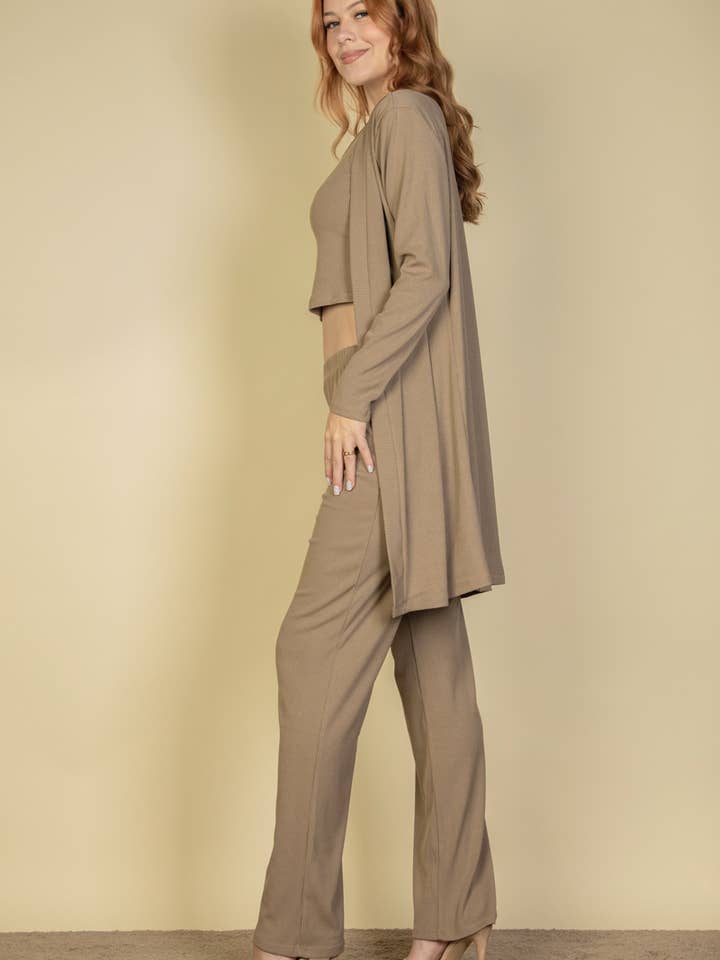 CAPELLA APPAREL - Wholesale Lounge Set - Women's - 3 Pieces Cami Top with Pants and Long Cardigan Set7