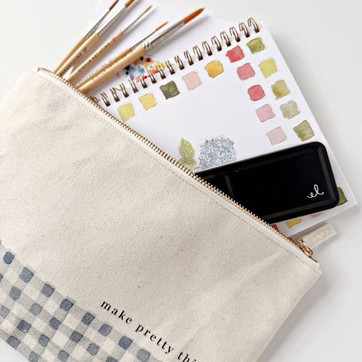 emily lex studio - Wholesale Pouch - Women's - canvas zipper pouch "make pretty things" gingham1
