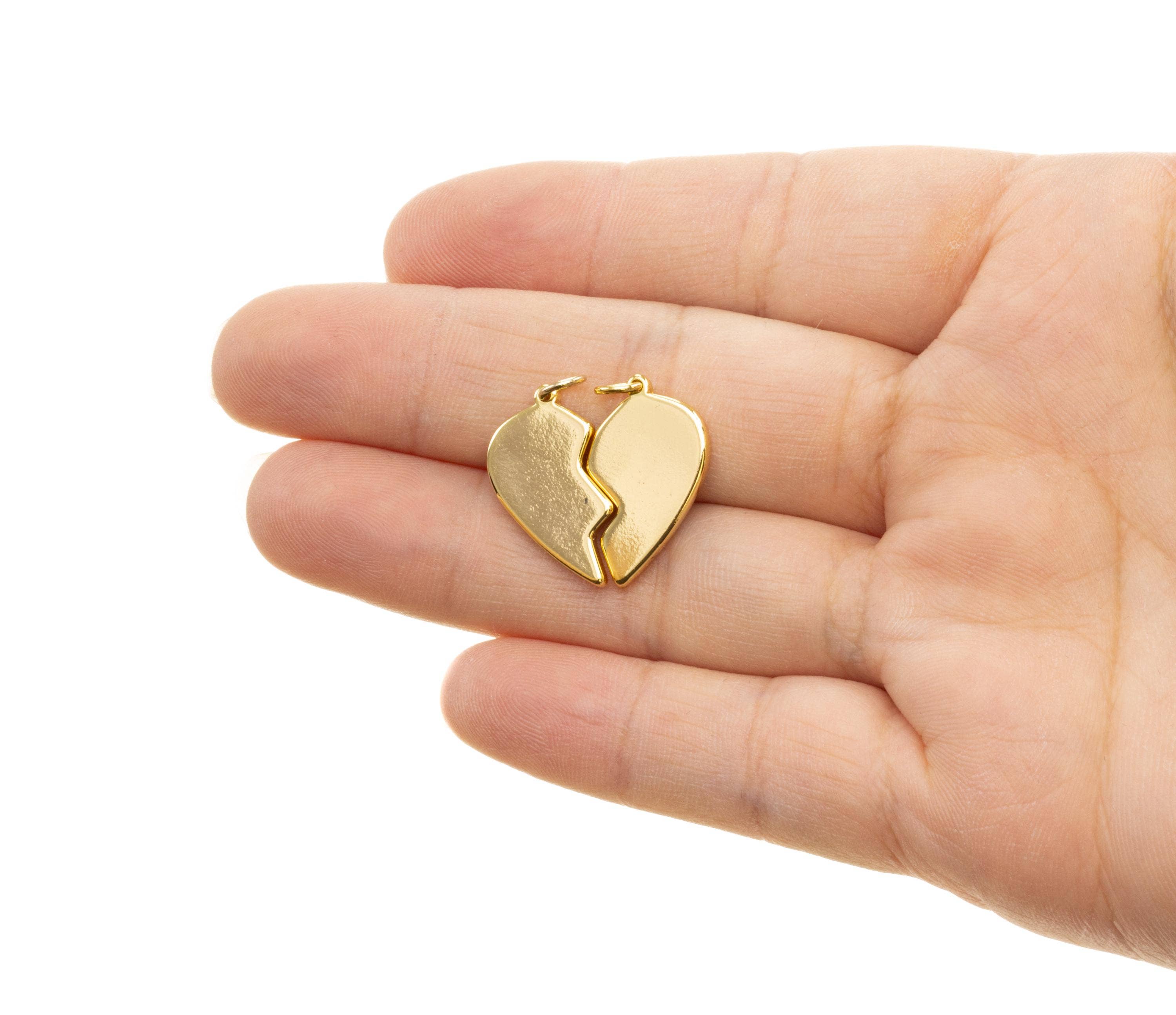 Jewel Pledge - Wholesale Individual Charm/Pendant - Two-Piece His and Hers Gold Heart Charm Valentine's Gift6