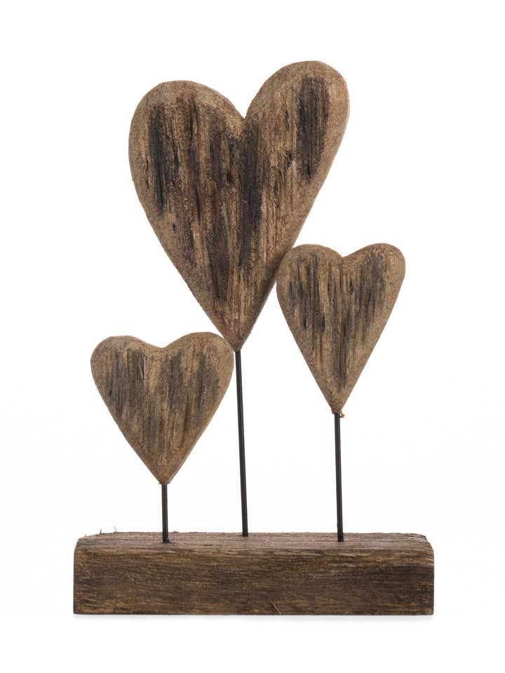 Drie Harten Drijfhout Blok voor wholesale door Shoeless Joe Ltd