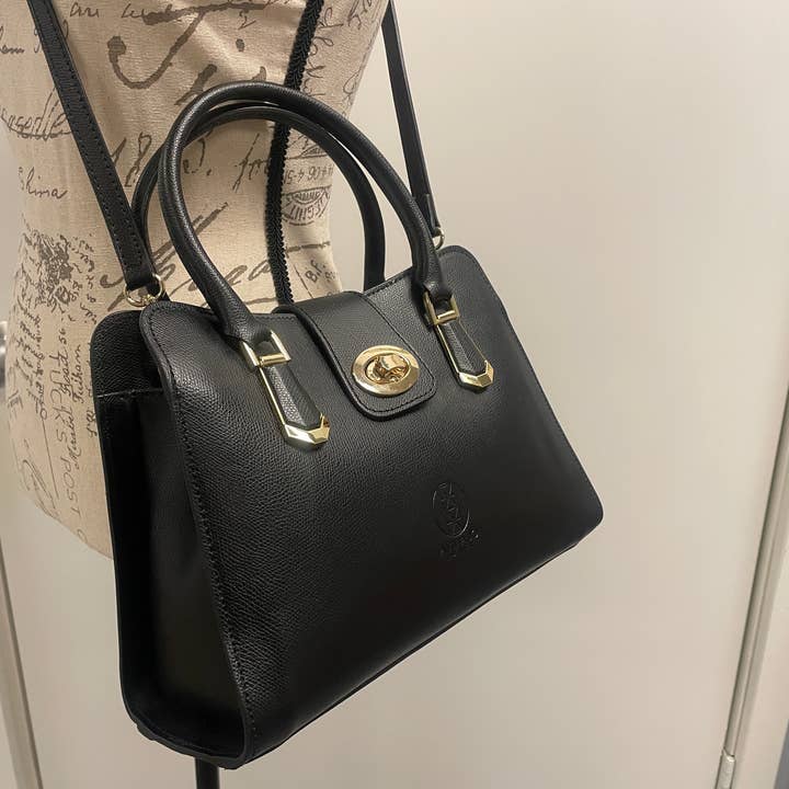 Carlina - Italian Leather Shoulder Bag (Black) for wholesale by AMMA JO