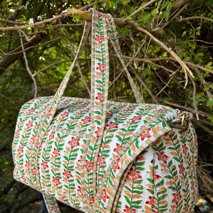 Bhawana Handicrafts - Wholesale Weekender bag – women's - Handmade Quilted Fabric Duffle Bag Block Print Overnight Bag2