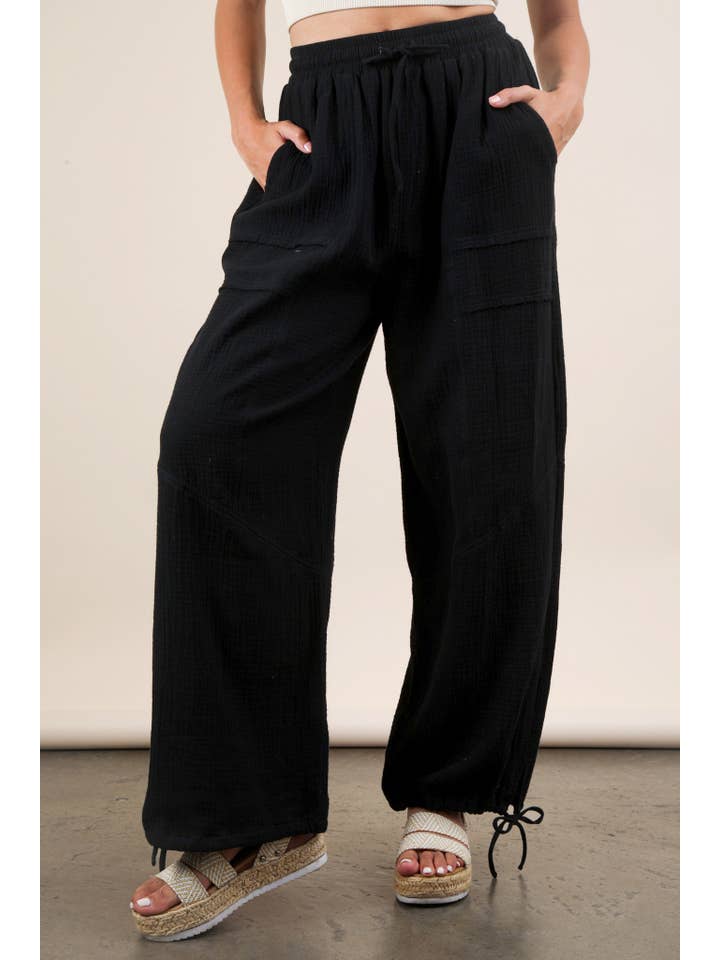 VERY J - Wholesale Pants - Women's - NP70803-Wide Leg Gauze Solid Pants