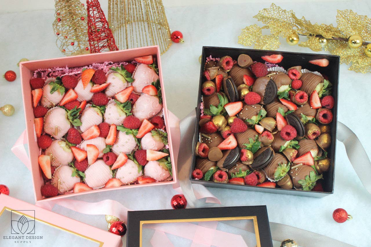 Elegant Design Supply – Caixa de presente por atacado – Caixa de Presente Quadrada com Tampa Transparente e Fita - Várias Cores - Para Arranjos de Flores/ Presentes / Morangos com Chocolate de Luxo27