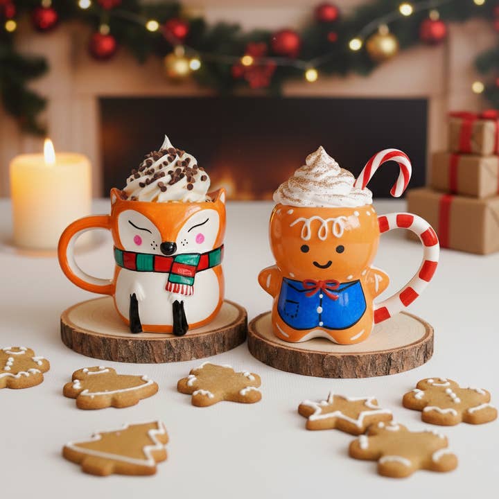 Christmas Mug Painting Kit - Fox and Gingerbread for wholesale by Life of Colour