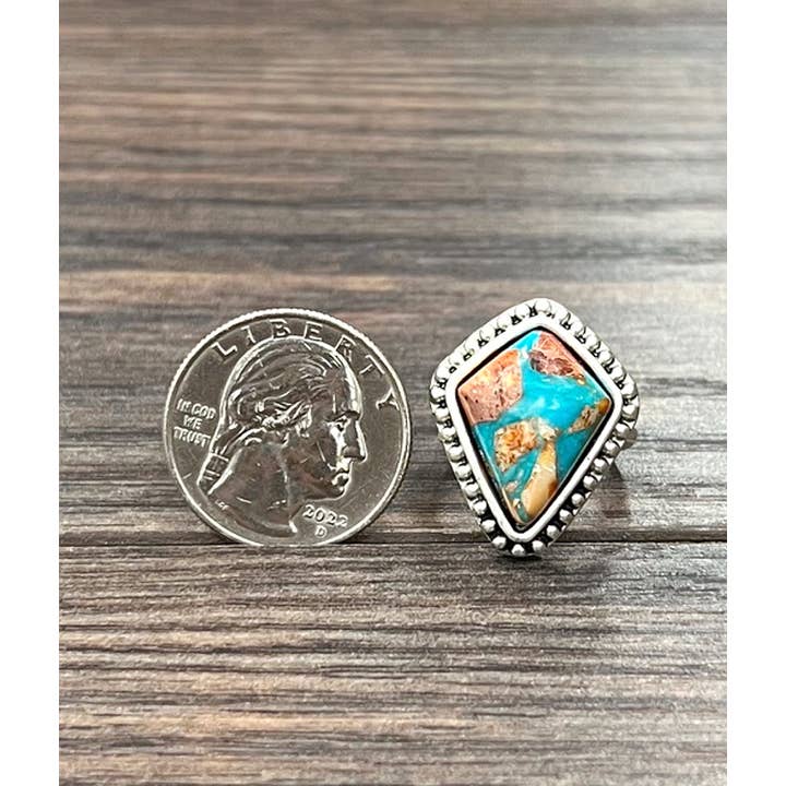 ISAC Trading Inc - Vente Bague de cocktail/de cérémonie - 750481, Bague réglable en laiton avec pierre précieuse Arrowhead2