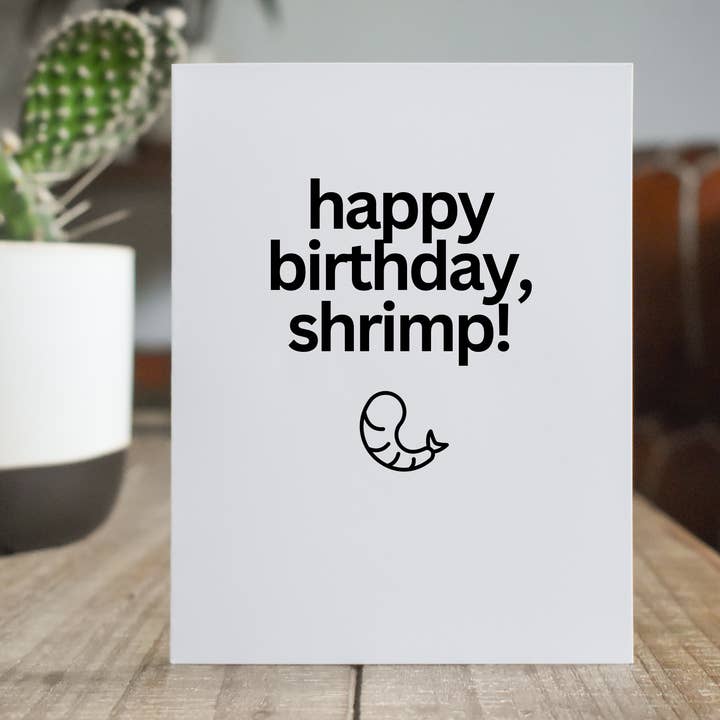 Happy Birthday Shrimp / Funny Kids' Birthday Card for wholesale by The Cheeky Press
