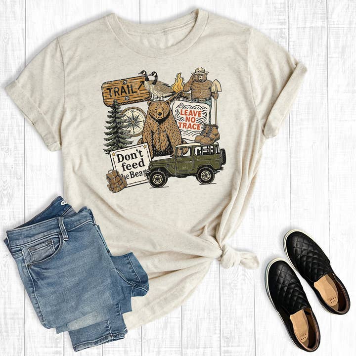 Summertime Camping Bear Graphic Tee for wholesale by The Way Down South