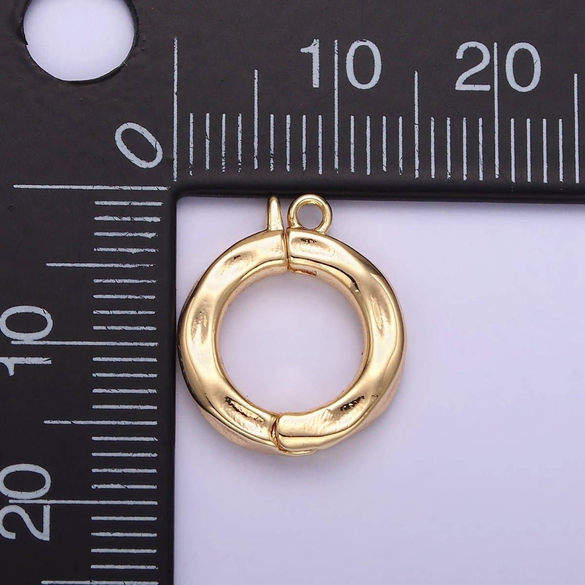 Aim Eternal - Wholesale Clasp - 14K Gold Filled 15mm Round Hammered Enhancer Clasps Closure Findings | Z7951