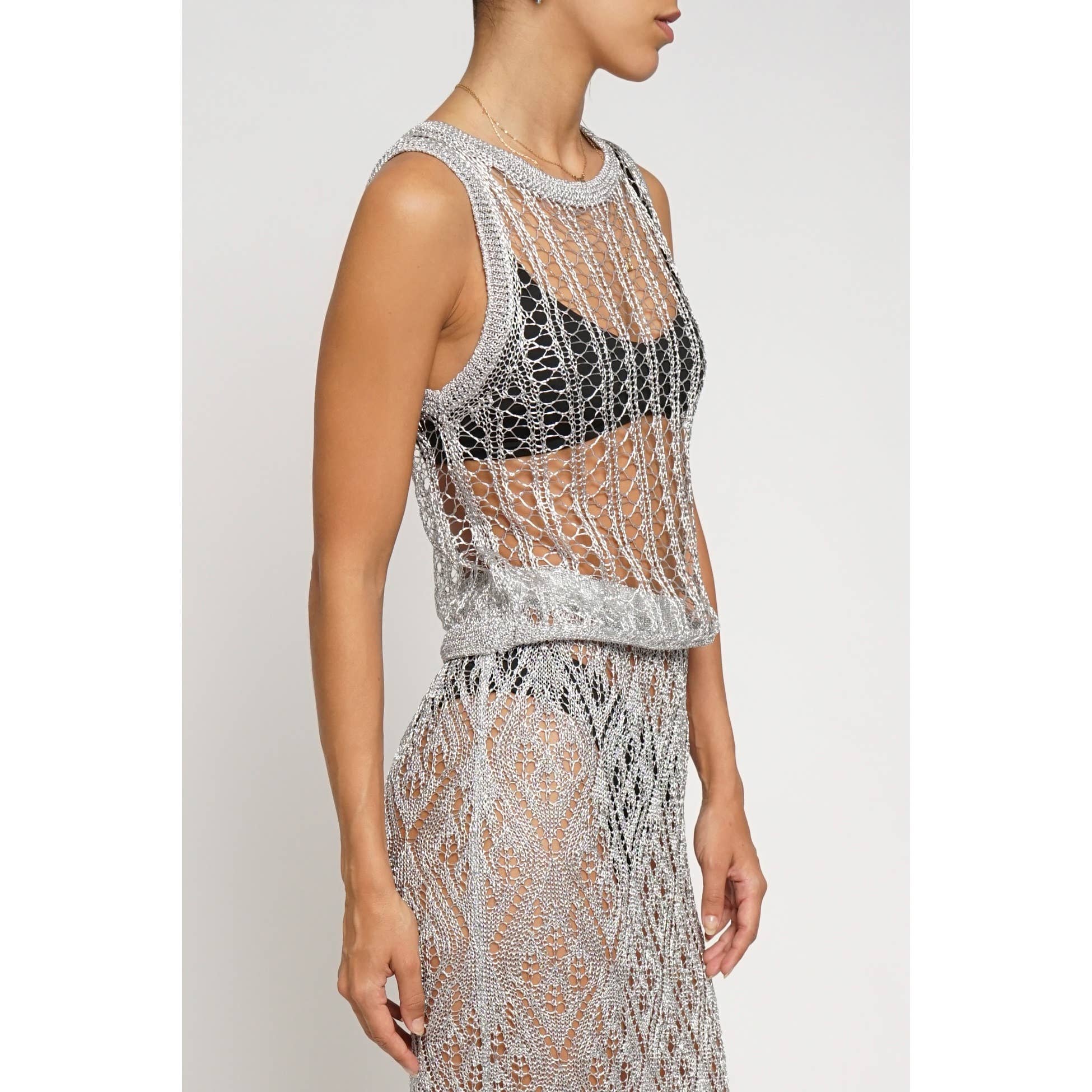 Sans Souci – Top de malha - Mulher por atacado – TOP EM MALHA METÁLICA5