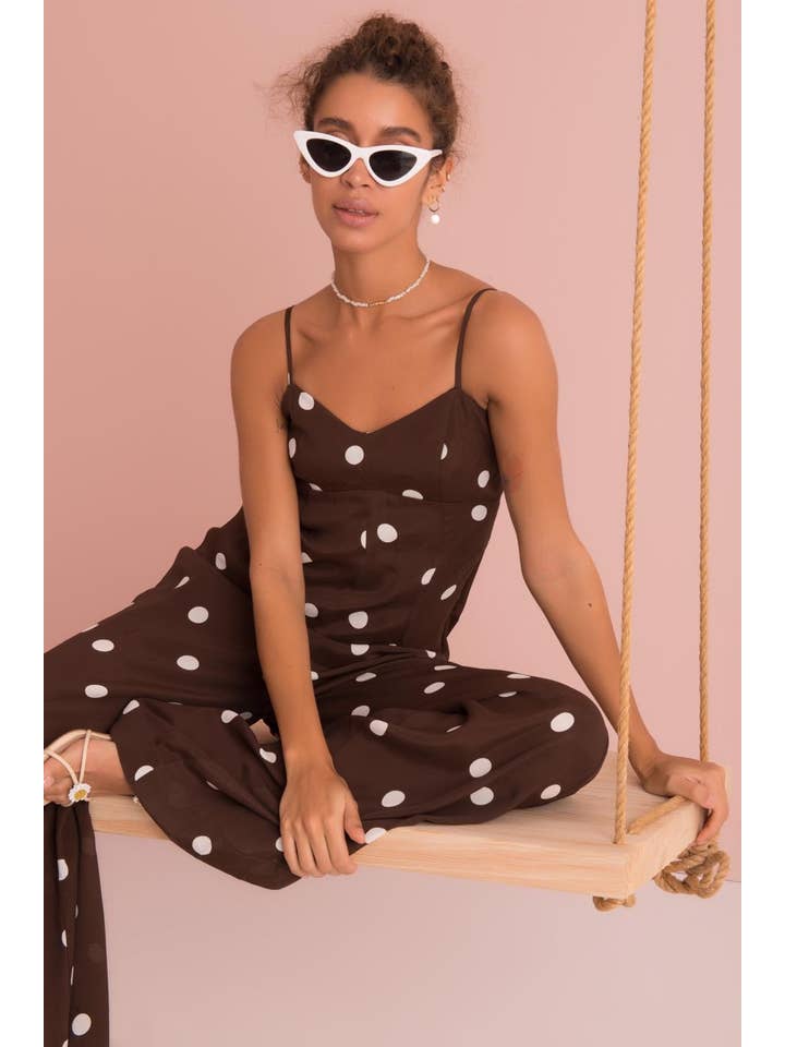 BSL – wholesale Jumpsuit - Dam – Brun öppen rygg fastspänd jumpsuit
