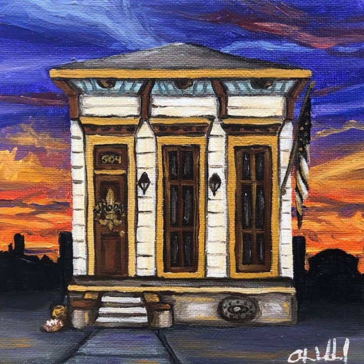 New Orleans Saints Shotgun House Art Print for wholesale by Ashley Wachal Art