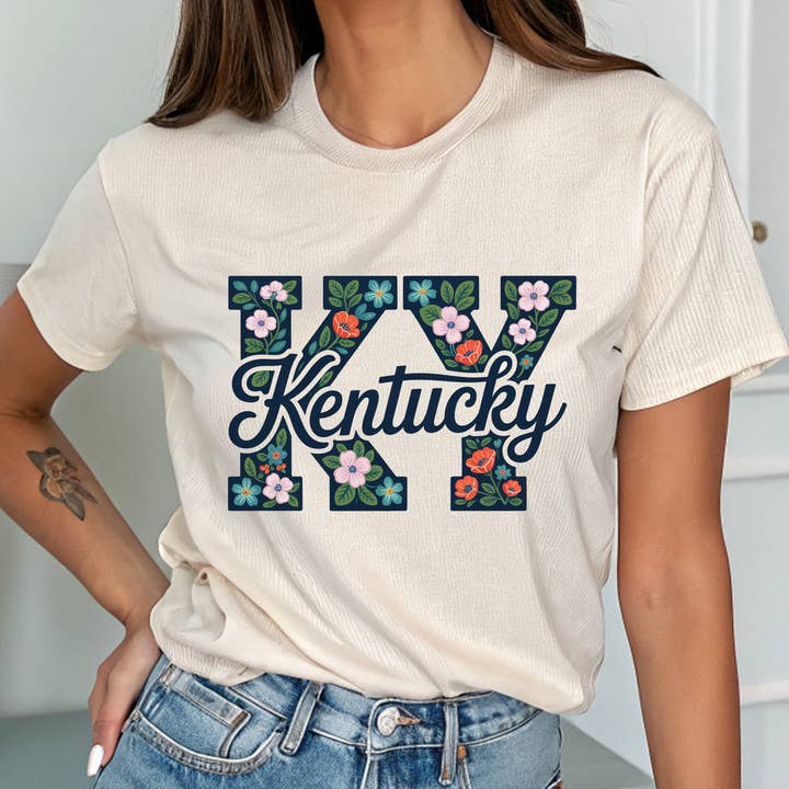 T-shirt Kentucky | T-shirt Esprit Kentucky | Kentucky fleuri pour la vente par Hansjay creations