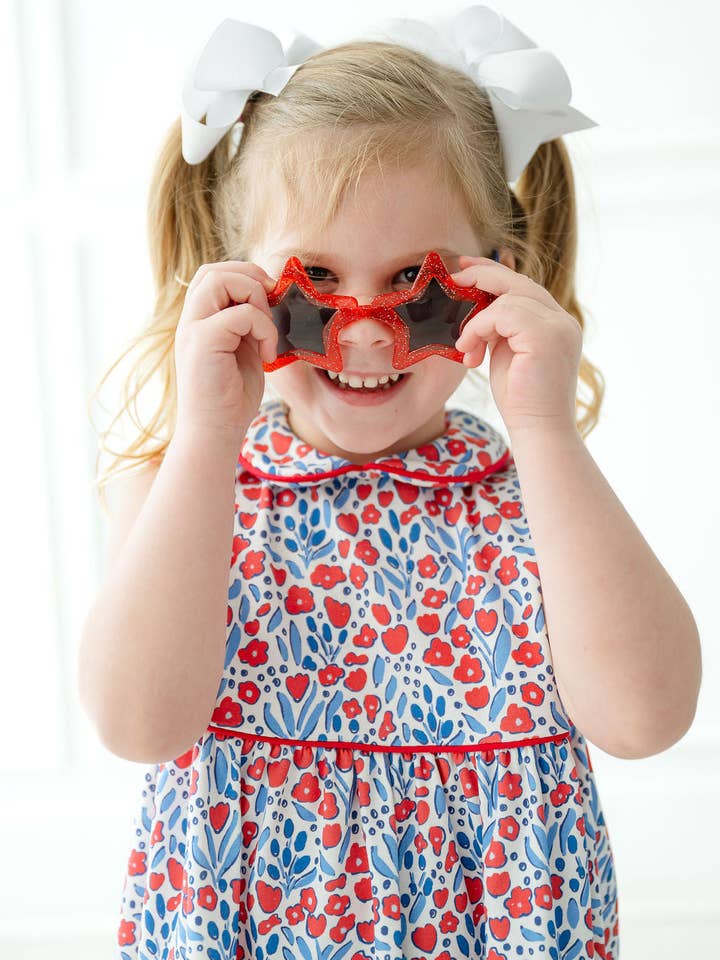 Ruth and Ralph - Wholesale Dress - Kids - Patriotic Floral Pima Libby Dress4