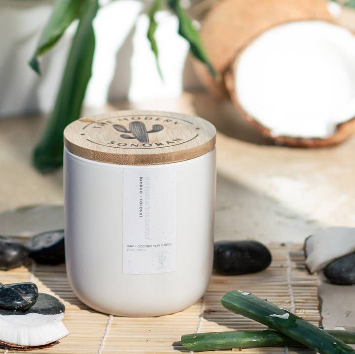 The Modern Sonoran - Wholesale Jar/Filled Candle - Emerald Hideaway: Quiet Luxury Hemp & Coconut Candle, 10 oz0