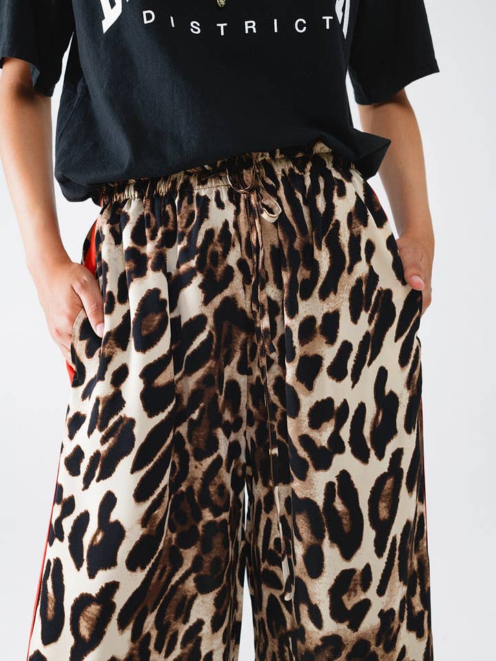Wholesale Leopard Straight Pants With Red Stripes Down The Wholesale Leopard Straight Pants With Red Stripes Down The