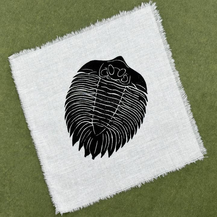 Trilobite Fossil Patch | Handmade Stamped Sew-On Patch for wholesale by Thyme & Space Design
