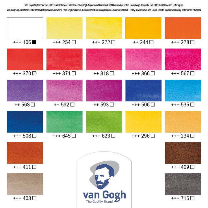 Royal Talens North America - Wholesale Watercolor Paint - Van Gogh Watercolor Pocket Box Botanical Selection - 24 Pans