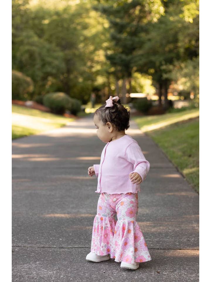 Jazy and Eve – wholesale Trousers – Baby – Baby groovy bell bottoms, floral girl flares, retro leggings
