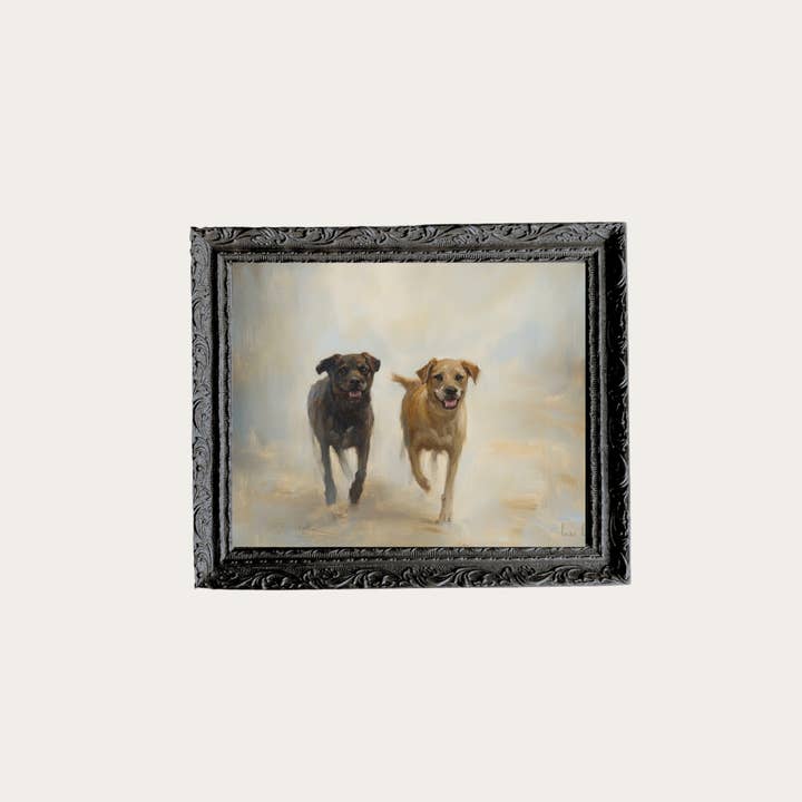 Antique Chien | Arte emoldurada com moldura preta francesa por atacado de Luxe B Co