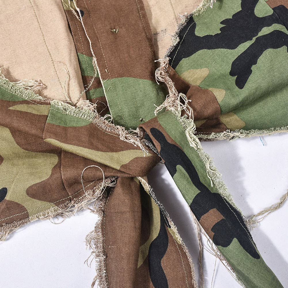 MB FASHION CAMO Cropped Sleeveless Vest with Tie Back 9185LY for wholesale on Faire5