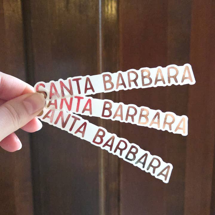 Autocollant Transparent Santa Barbara pour la vente par Lucky Dog Design Co.