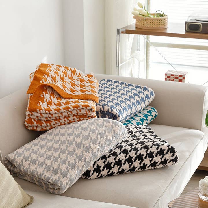 ACCITY - Wholesale Throw Blanket - VERSATILE HOUNDSTOOTH KNITTED WOOL THROW BLANKET_CWMM2386