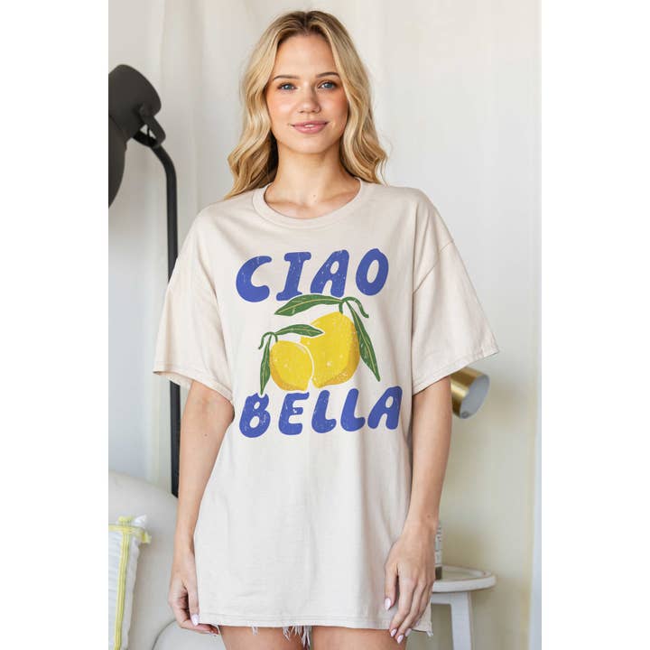 BLUME & CO. - Wholesale T-Shirt (Graphic) - Women's - CIAO BELLA LIMONE Oversized Graphic Tee