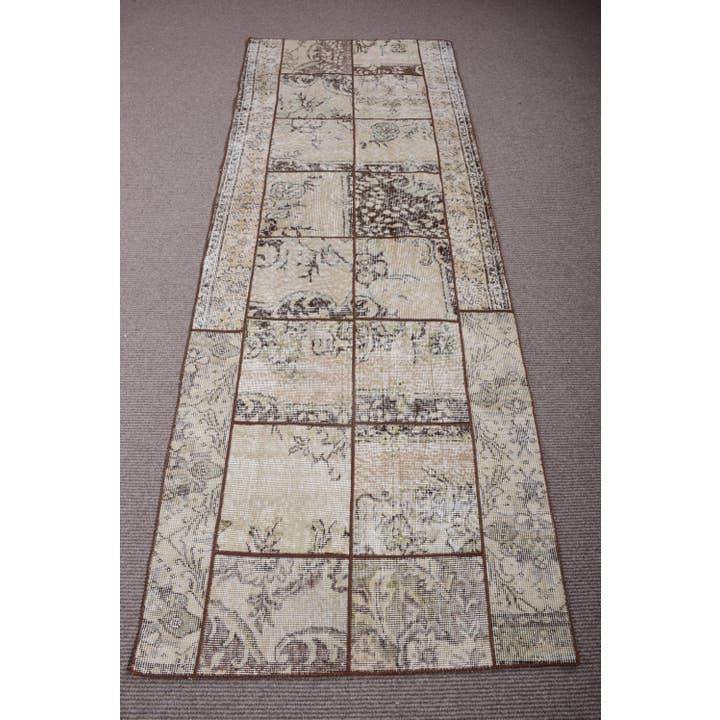 Vintage Turkish Rug 3,2x8,6 ft, Beige Plants & trees Rug for wholesale by The Loom Wholesale