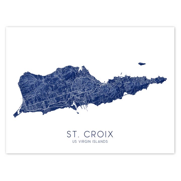 St. Croix Map Print - Topographic Map of St Croix US Virgin Islands, USVI for wholesale by Maps As Art