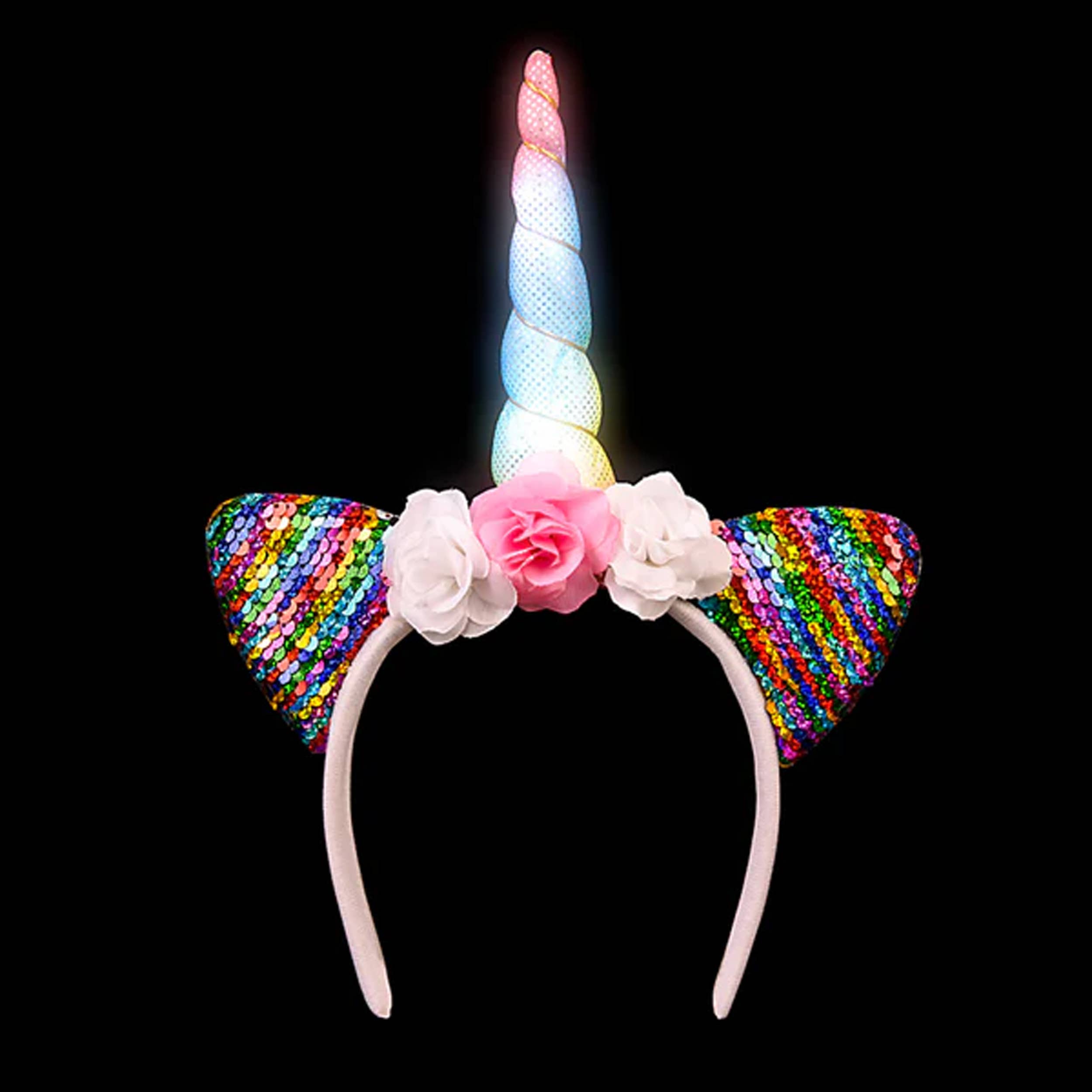 Pagdee Kids Juniors – wholesale Fashion Headband - Kids – Holiday Décor Light Up Sequin Unicorn Kids Headband0