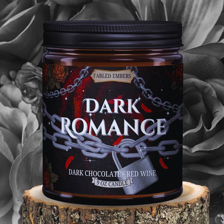 DARK ROMANCE book lovers WINE & CHOCOLATE coconut soy candle for wholesale by Fabled Embers