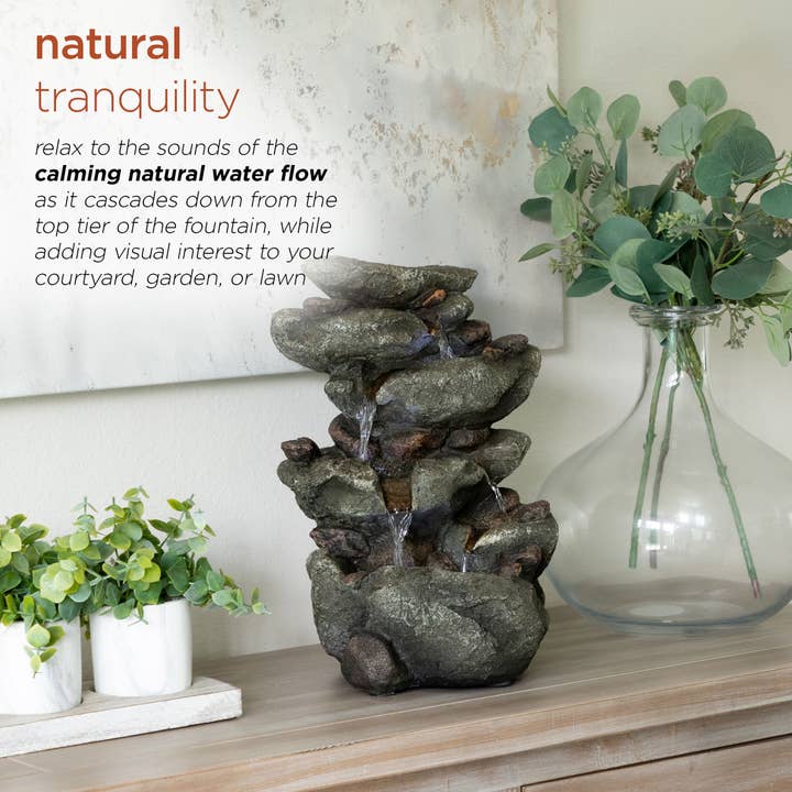 Alpine Corporation - Wholesale Decorative Tabletop Object - Alpine Corporation Rainforest Tabletop Fountain w LED Light3