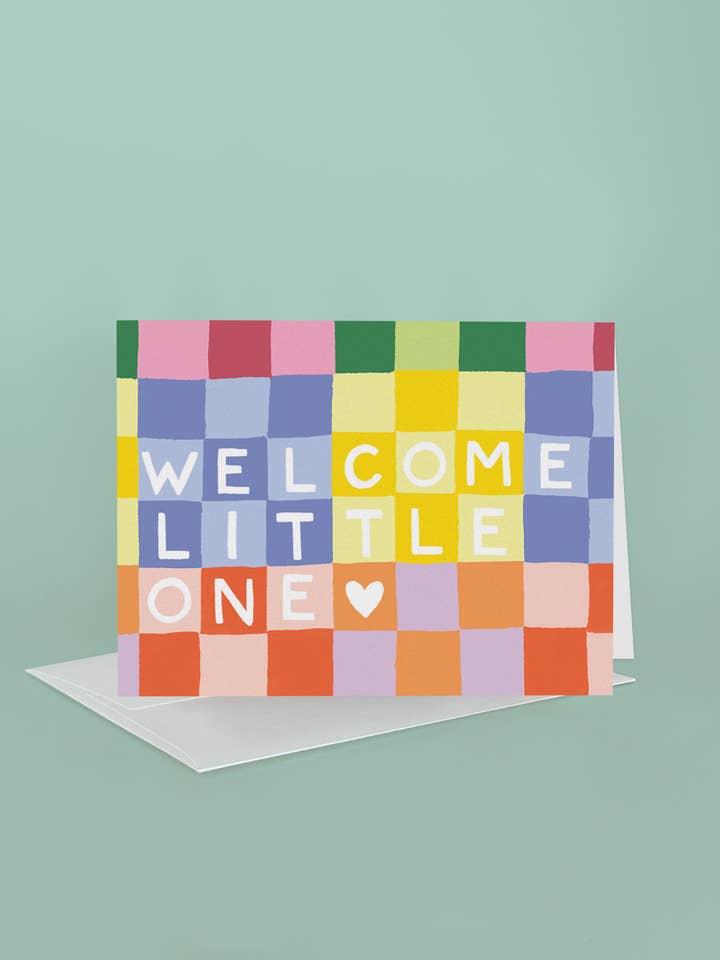 Regenbogen-Karomuster Baby-Glückwunschkarte für den Großhandel von Idlewild Co.