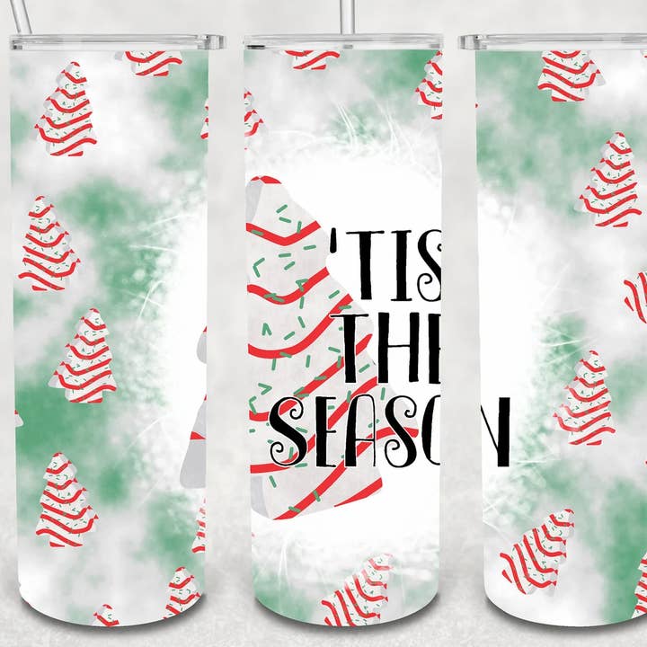 Tis The Season Christmas Cake Tumbler for wholesale by Noel & Co Tumblers