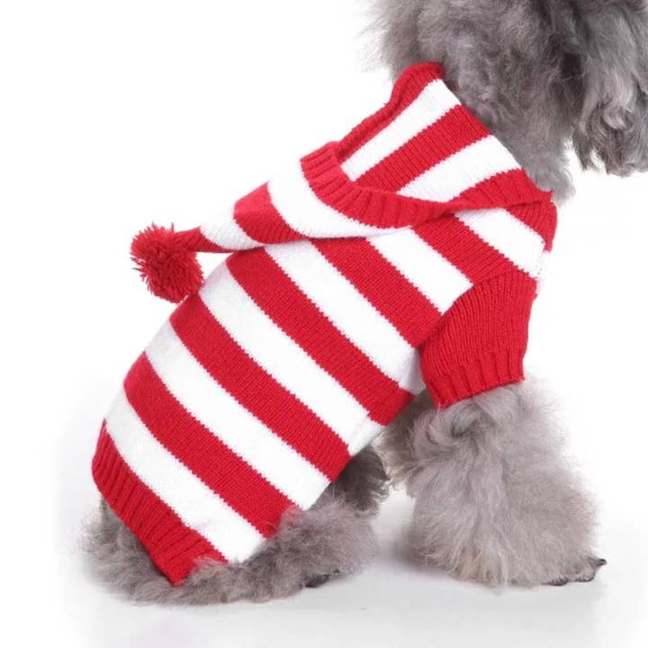 Nautische rode gebreide trui | Daniel's Pet Emporium voor wholesale door Daniel’s Pet Emporium