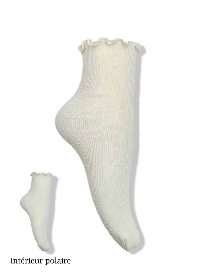 Belle Com'Elle - Venta al por mayor Calcetines para casa - Mujer - Calcetines de forro polar con dobladillo enrollado/W13880