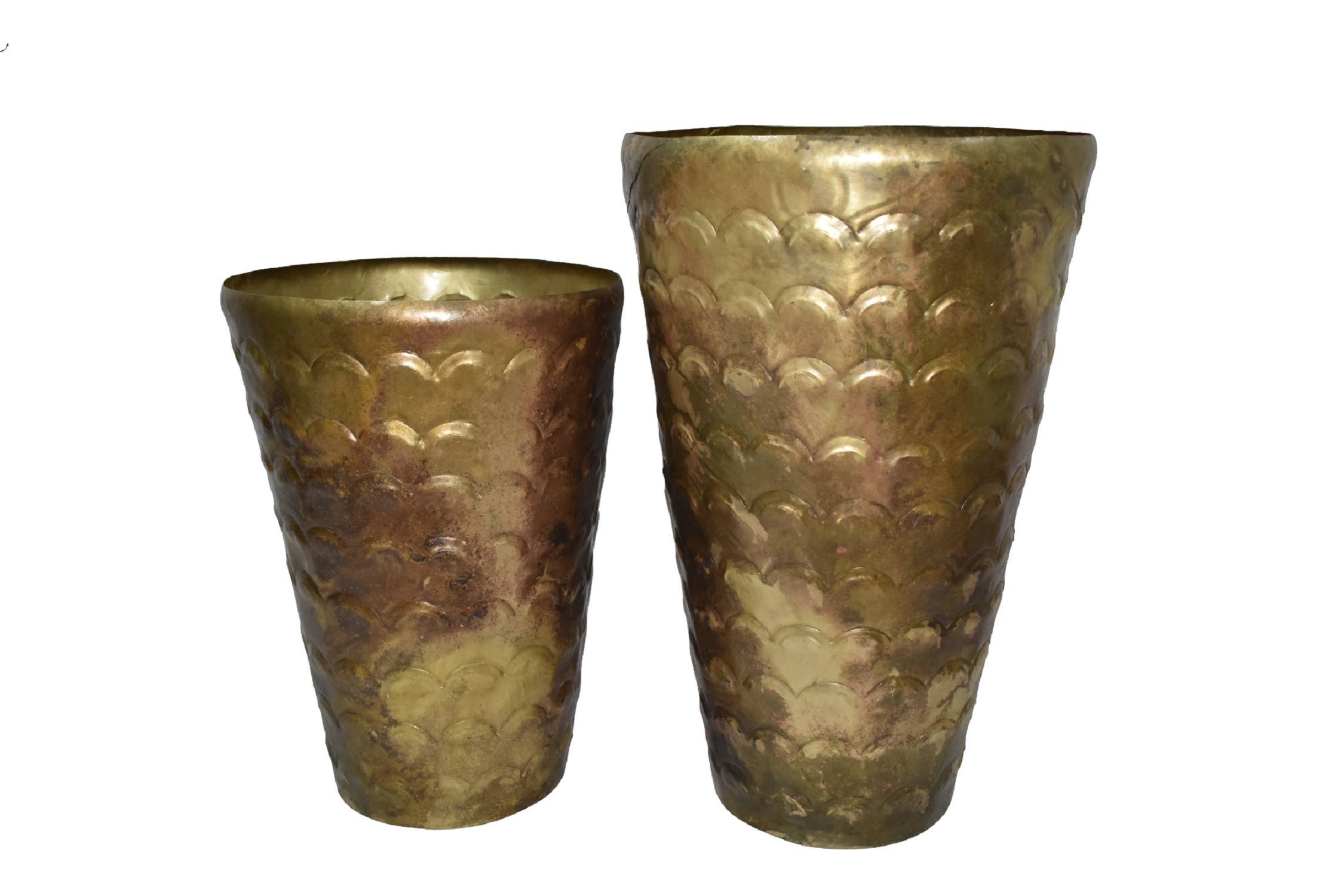 Set of 2 Plant Pots Old Brass Finish for wholesale on Faire