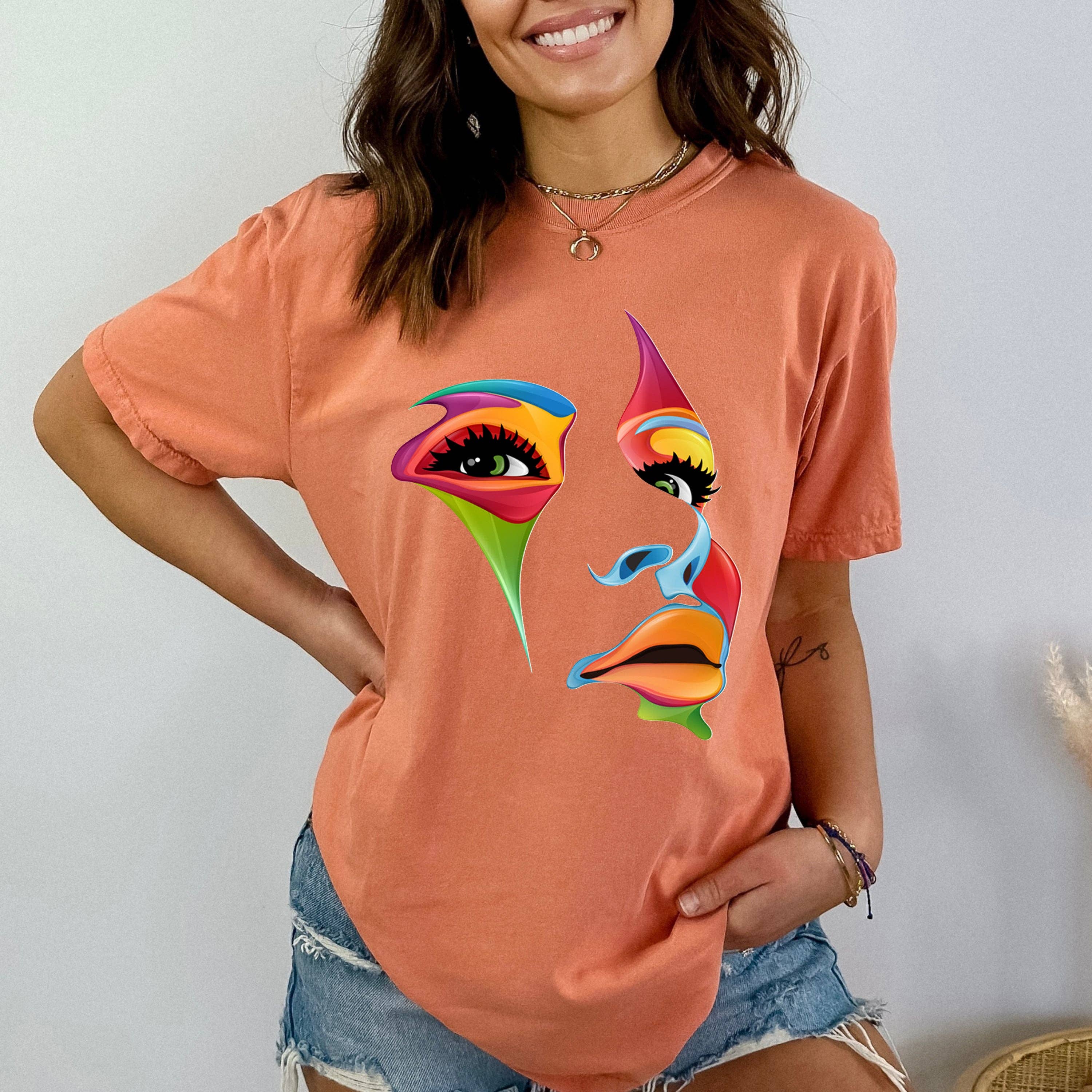 LA Shirt Company - Wholesale T-Shirt (Graphic) - Women's - Beautiful Multicolored Face - Bella Graphic Tee1