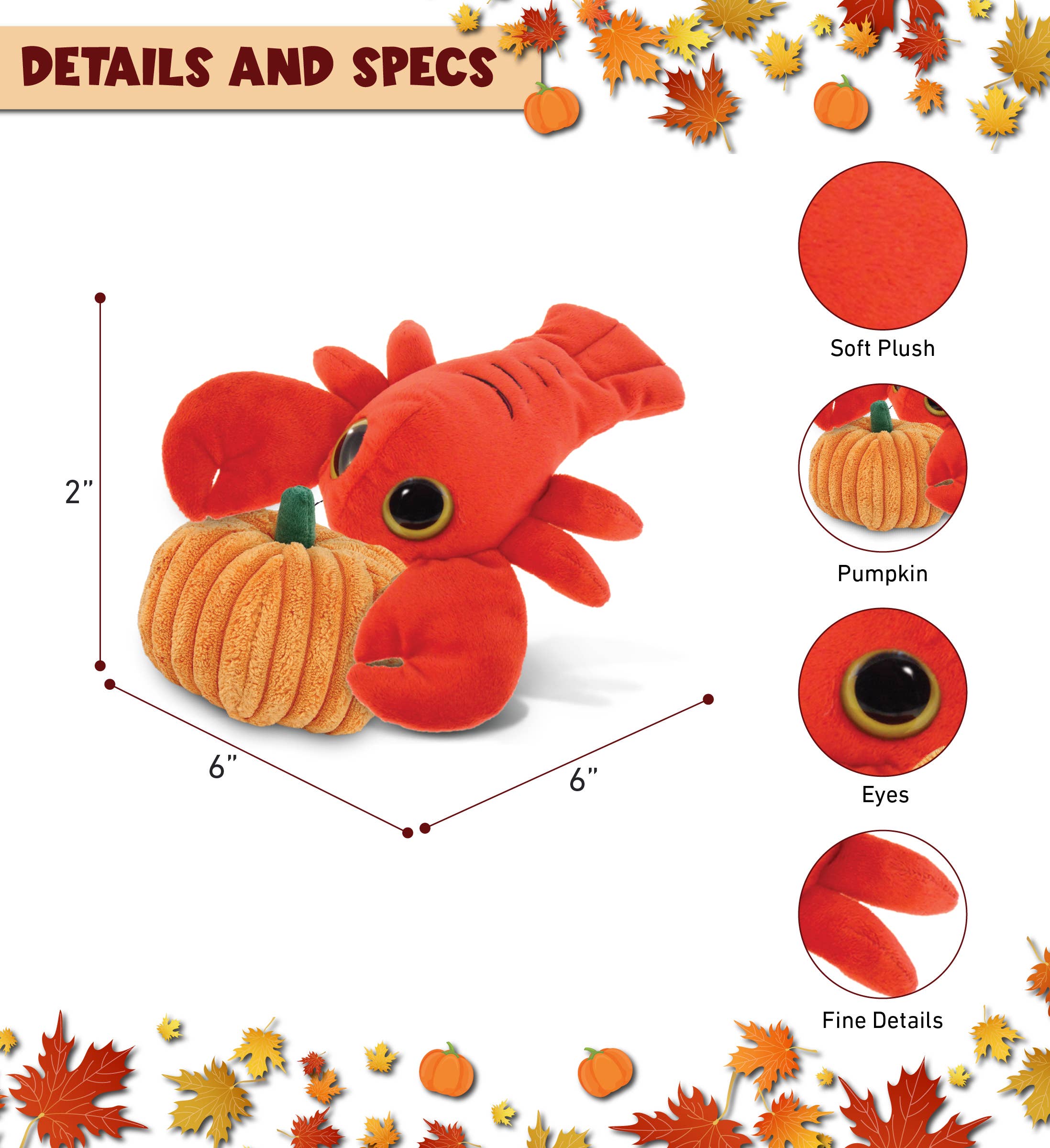 Cota Global - Wholesale Stuffed/Plush Toy - Kids & Baby - Plush Pumpkin - Big Eye 6" Plush - Lobster2