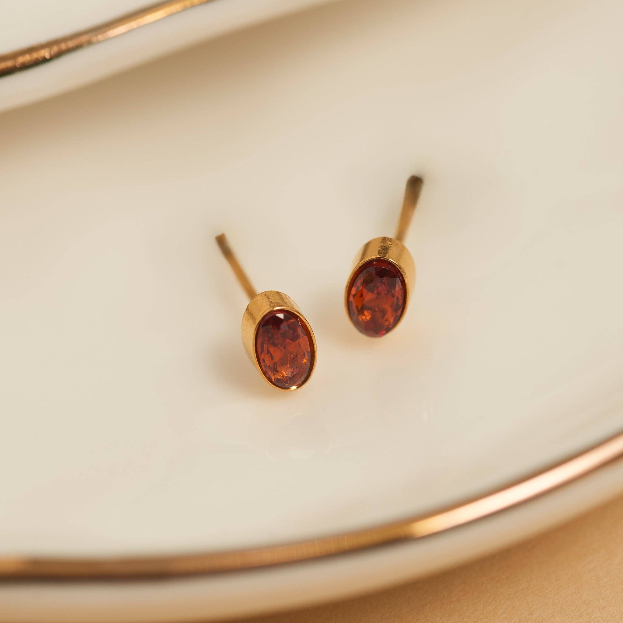 Elsie & Zoey - Wholesale Stud/Post Earrings - Waterproof Earring Narelle Oval Cubic Zirconia 18K Gold Stud5