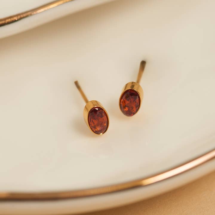 Elsie & Zoey - Wholesale Stud/Post Earrings - Waterproof Earring Narelle Oval Cubic Zirconia 18K Gold Stud5