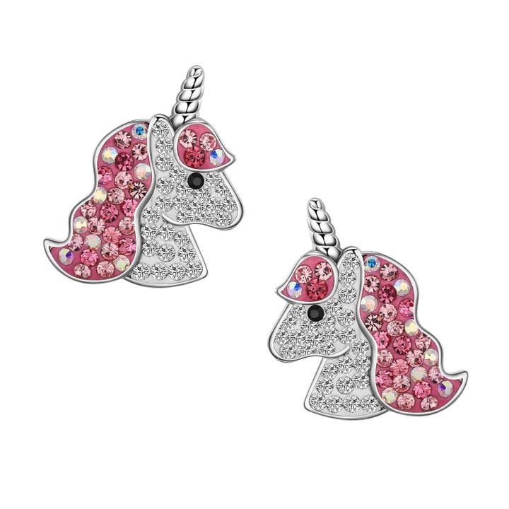 Clous d'oreilles en forme de licorne en cristal pour la vente par Lily Nily