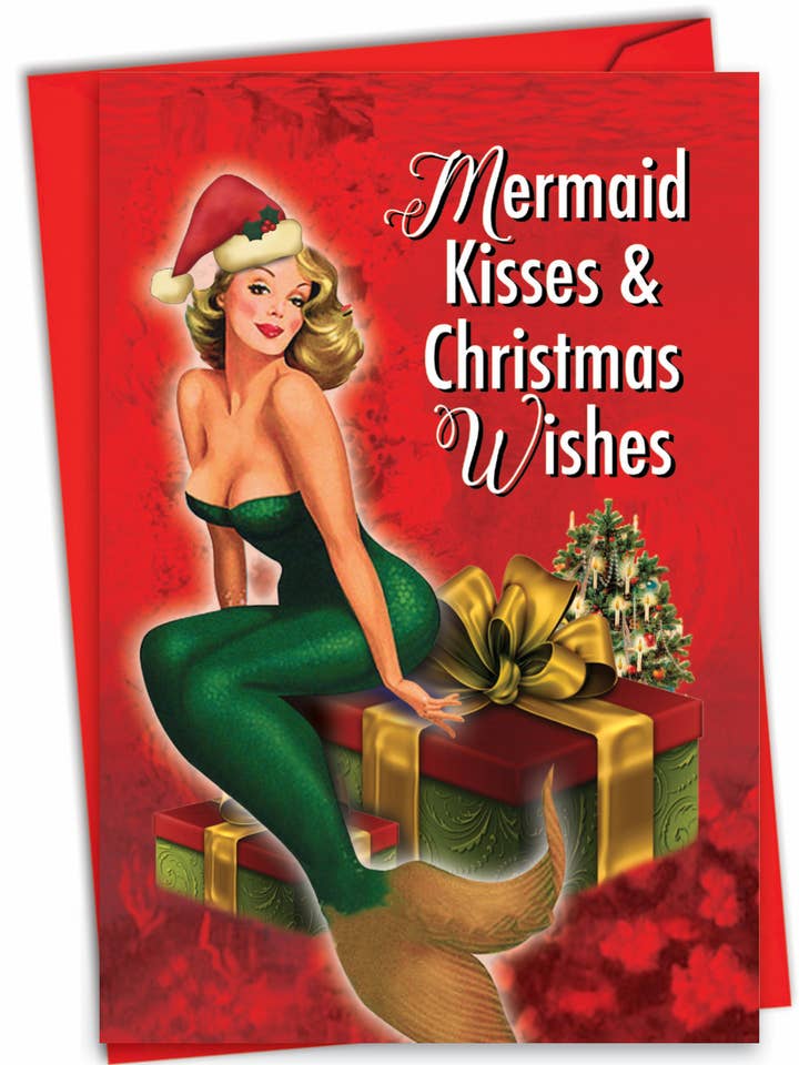 Biglietto di Natale - Mermaid Kisses and Wishes per la vendita all'ingrosso da parte di NobleWorks