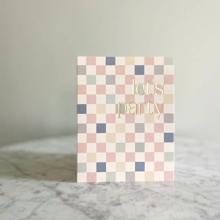 Missive - Wholesale Birthday Card - Checker Let's Party Foil Birthday Card1