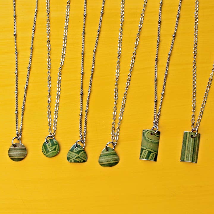 The Tea Garden Collection - Upcycled Vintage Tin Pendant for wholesale by Jewel Hippie