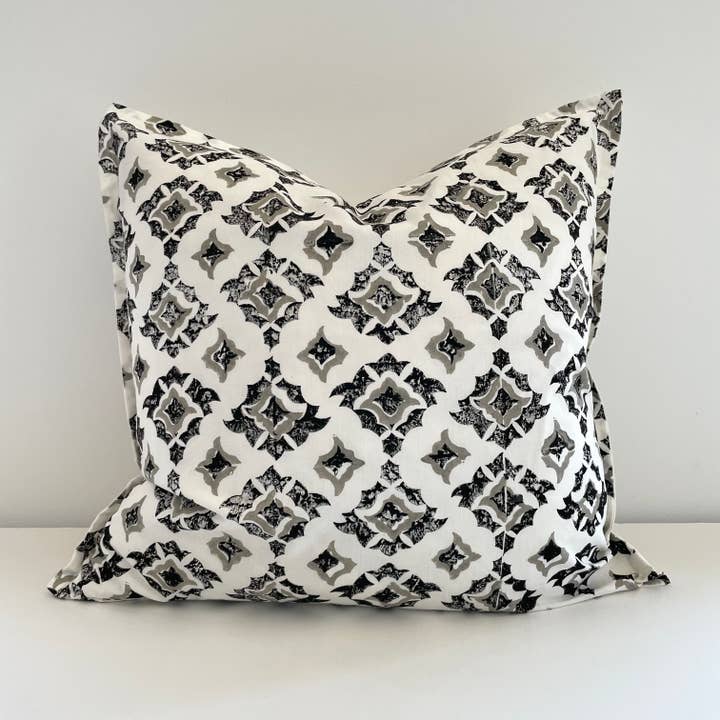 18x18 cotton neutral black grey white square pillow cover for wholesale by fort & field