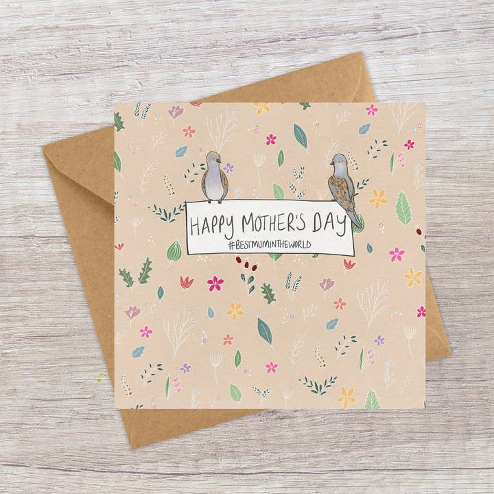 Floral birds - Mother's day card for wholesale by Lucy Driver Illustration