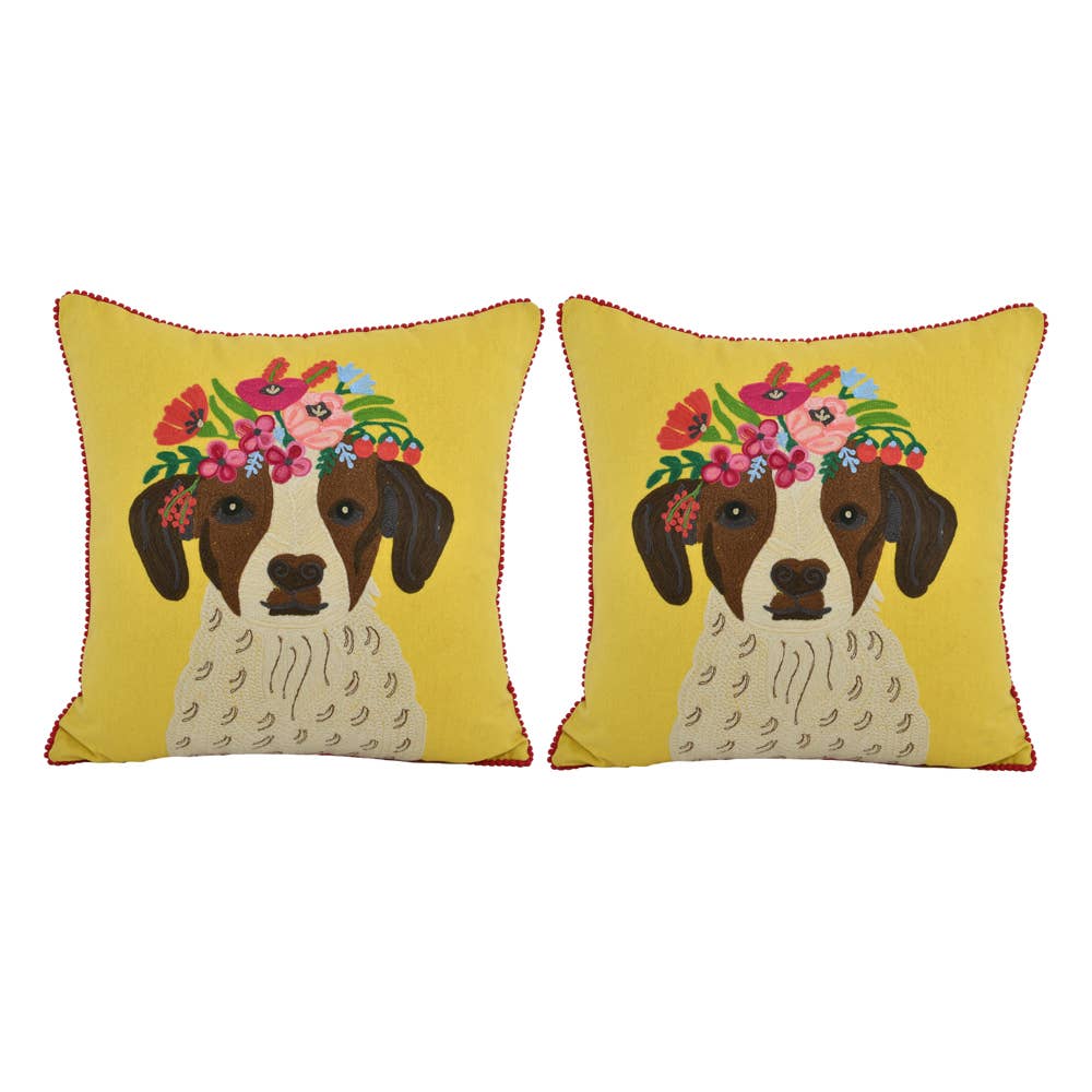 Karma Living - Wholesale Throw/Decorative Pillow - 2ABCC221578_YLFS - Set/2 JACK RUSSEL DOG PILLOW 18x18"0